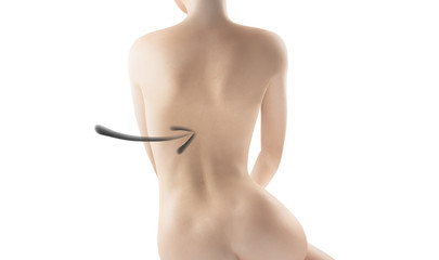 Fototapeta premium Donna con schiena nuda e freccia