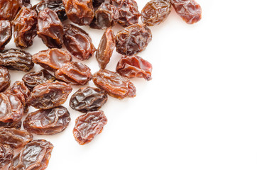  Raisins on white background