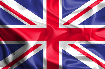 Waving Fabric Flag of United Kingdom of Great Britain, UK
