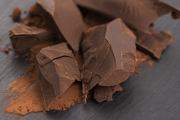 Chopped chocolate with cacao