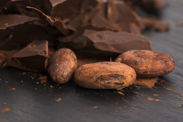 Chopped chocolate with cacao