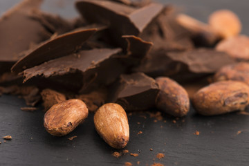 Chopped chocolate with cacao