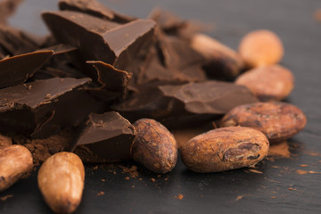 Chopped chocolate with cacao