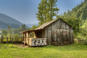 Mountain Landscape with Barn HDR