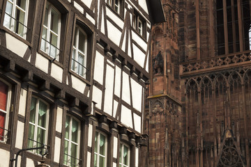 Strasbourg historical house and Cathedral, Alsace, France - 90062290
