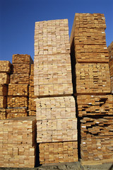 Stacks of prepared lumber