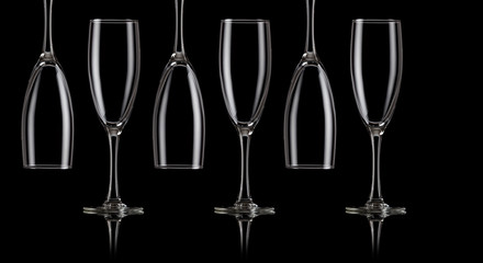 Champagne glasses in a row