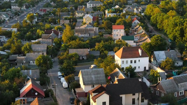 View of the small town from the height