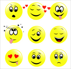 Smiley faces expressing different feelings