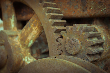 Close up old gear in machine