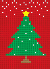 merry christmas tree postcard block pattern