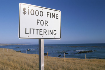 Sign with fines for litter