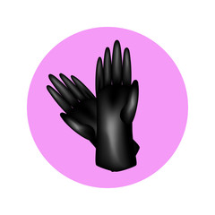 Icon black leather gloves in circle. sign of gloves for your design