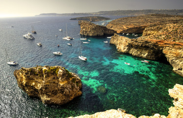 Yachts in Comino Island, Malta