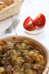 Braising meat with Italian herbs