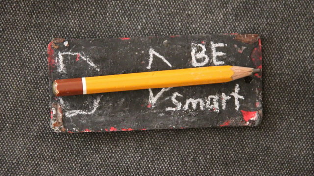 Be Smart. Inscription in chalk and pencil - Rocket.