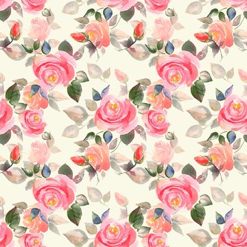 Background with beautiful roses. Seamless pattern with hand-drawn flowers 3