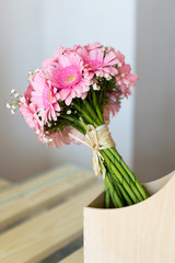 Pink Gerbera Daisy on the table