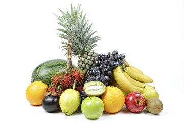 Obraz na płótnie Canvas Fresh various fruits on isolated white background.