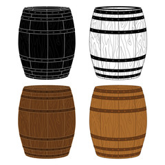 Four Wooden Barrels Vector