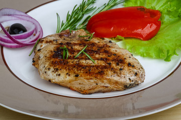 Grilled pork steak