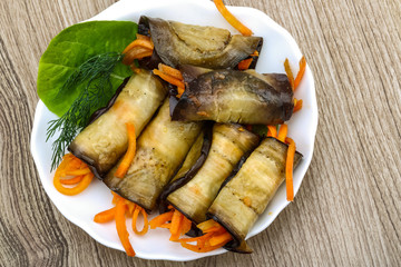 Eggplant rolls with carrot