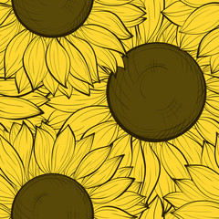 beautiful seamless background with sunflowers.