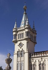 Close up detail of the tower of Sintra Town Hall building, Portugal