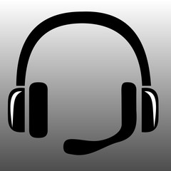 vector icons headphones with microphone,