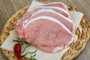 Raw porl steak