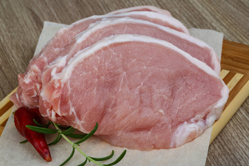 Raw pork steak