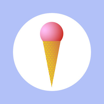 Icon round pink ice cream in circle. sign of ice cream for your design