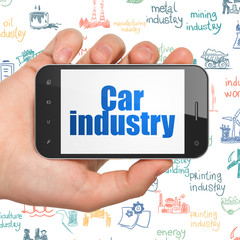 Industry concept: Car Industry on Hand Holding Smartphone