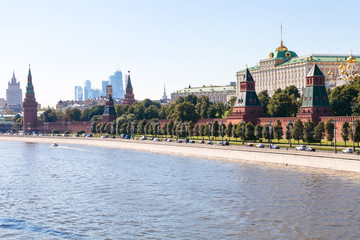 view of The Kremlin embankment in summer afternoon