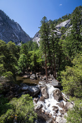 Fototapeta na wymiar Yosemite National Park, Merced River at Mist Trail.