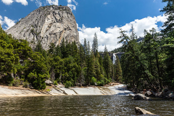 Emerald Pool and Liberty Cap in Yosemite National Park, California, USA.