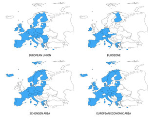 Fototapeta na wymiar Maps of European Union Enlargements with Borders