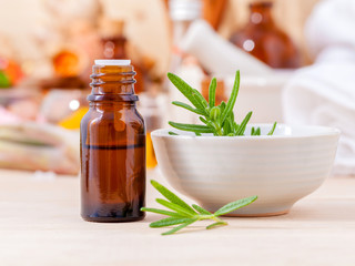 Obraz na płótnie Canvas Natural Spa Ingredients rosemary essential oil for aromatherapy