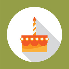 Birthday cake flat vector icon.