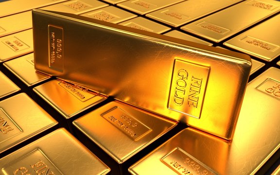 Gold bars on black backgrounds