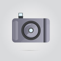 Camera Icon With Shadow And Flash For Brochures And Web Templates Design