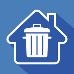 Logo maison et poubelle.