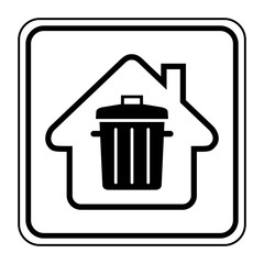 Logo maison et poubelle.