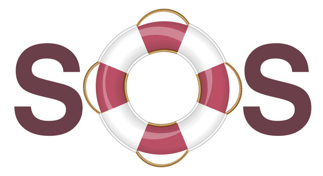 SOS Lifebuoy - isolated vector illustration on white background.