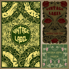 vector vintage items: label art nouveau