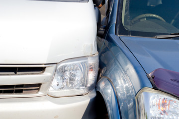 Fototapeta premium Auto accident involving two cars on a city street