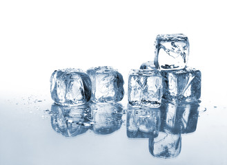 ice cubes over white background
