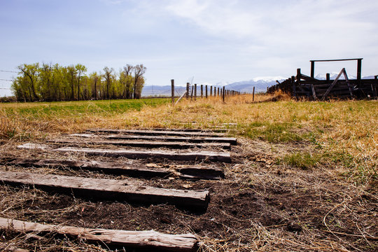 Old abandoned wooden railroad 