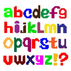 English alphabet in style pixel art