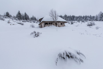 Scenery in the mountains, in winter